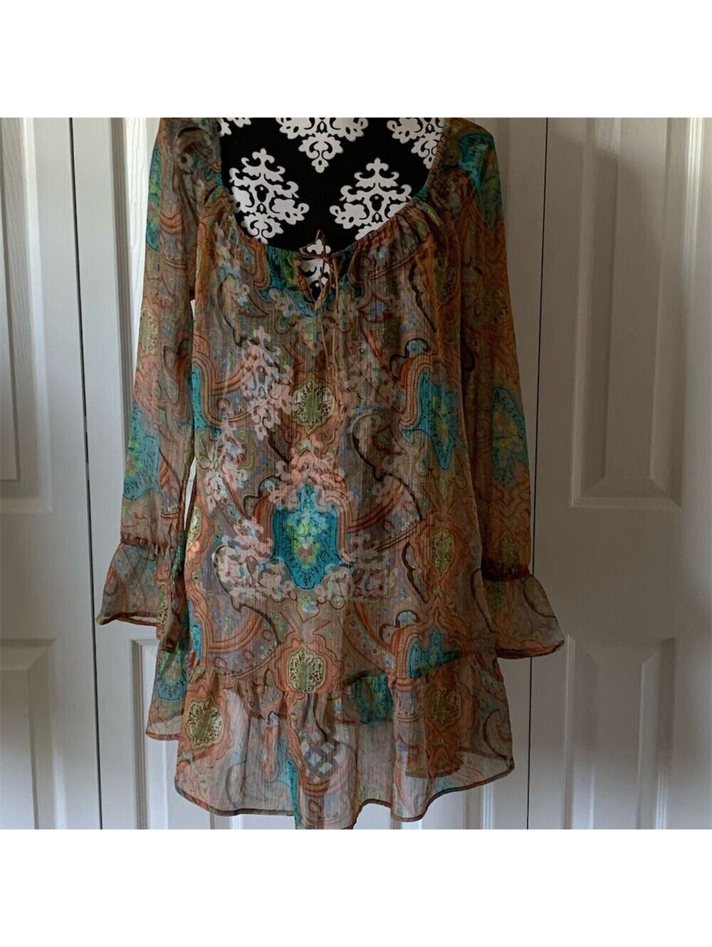 Band of Gypsies Sheer Paisley Tunic Dress XS